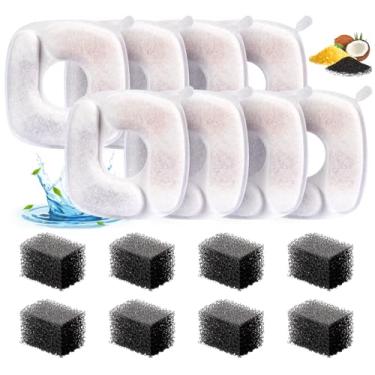 Imagem de Lemonfilter Filtro de fonte de água para gatos, pacote com 8 filtros de substituição com kit de esponjas, filtragem de 3 estágios para fonte de água automática para gatos para bebedouros automáticos