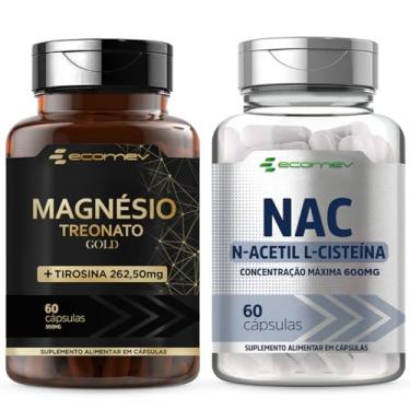 Imagem de Kit Magnesio Treonato L- Tirosina 500Mg + Nac 600mg 120Cáps - Ecomev