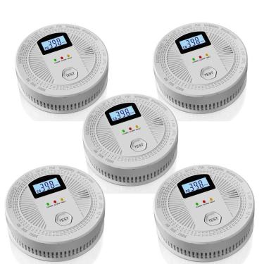 Imagem de Detector fotoelétrico combinado de alarme de fumaça e monóxido de carbono, pacote com 5