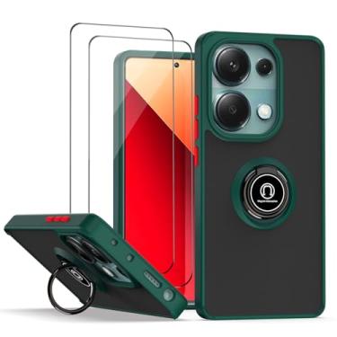 Imagem de QUIETIP Capa compatível com Poco M6 Pro e Redmi Note 13 Pro 4G com protetor de tela, TPU + PC rígido à prova de choque anel magnético capa de suporte de carro, verde