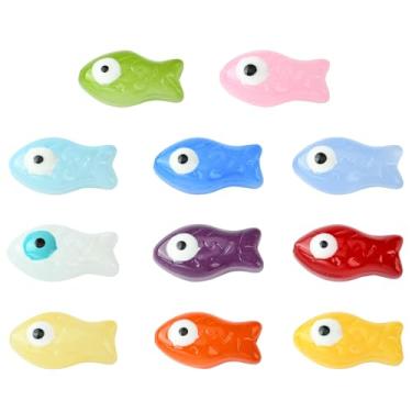 Imagem de UR URLIFEHALL 22 peças, 11 cores, contas de peixe de vidro, feitas à mão, verão, praia, mar, oceano, animais, contas, para fazer você mesmo, pulseira, colar, bijuteria