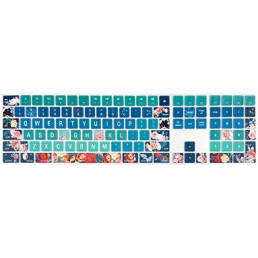Imagem de WSLUCKO Capa de silicone para teclado Apple iMac Magic Keyboard 2017/2018 com teclado numérico (modelo: MQ052LL/A A1843), layout dos EUA, rosa