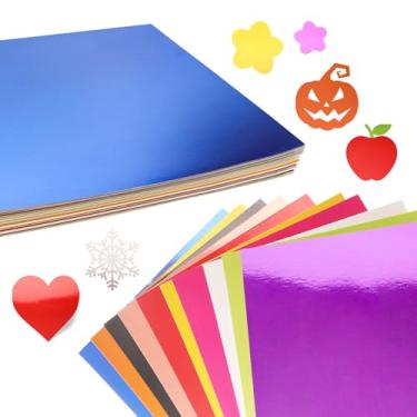 Imagem de 60 folhas de papel cartolina metálico misto, 21 x 28 cm, 250 g/m2/40,8 kg, acabamento espelhado, papelão brilhante espesso – cores sortidas para convites, álbuns, casamentos, artesanato e decoração
