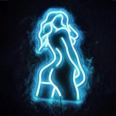 Imagem de SHANJIA Neon Light, néon para meninas, sinais de néon para mulheres, néon para mulheres sexy, sinais de néon decorados nas paredes, festas de bar em quartos familiares (azul gelo)