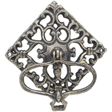 Imagem de Maçaneta de porta de correr de celeiro, aldraba de porta de estilo europeu em forma de flor para porta de entrada, puxador de porta de ferro fundido antigo, decoração para pendurar na parede