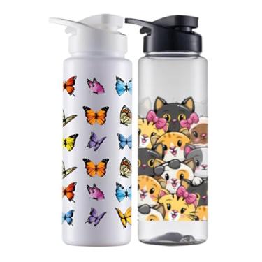Imagem de Kit 2 Garrafinhas De Agua Squeeze infantil 750ml Esporte Escritório Escola Personalizado Diversos (DUO)