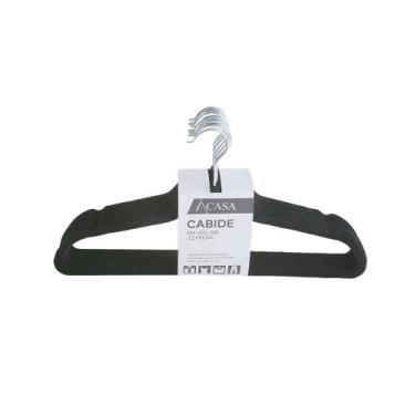 Imagem de Cabide Veludo com 12 Peças Preto - ACASA