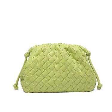 Imagem de BRYCTSISEN Bolsa clutch de tecido para mulheres moderna pequena bolsa quadrada vintage bolsa de couro PU feita à mão, Verde claro 3, Large