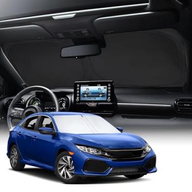 Imagem de NEVERLAND Para-brisa de carro Protetor solar de ajuste personalizado Honda Civic 2016-2021, capa de guarda-sol dobrável para proteção solar interior automotiva, prata