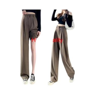 Imagem de Calça Feminina Cintura Alta com Perna Larga - Estilo Gótico Coreano, B