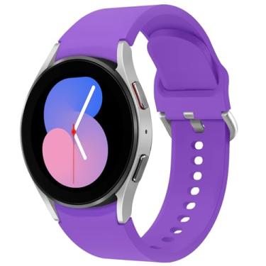 Imagem de KIMAIXA Pulseira para Galaxy Watch 5 de 40 mm e 44 mm/Galaxy Watch 5 Pro Band 45 mm/Galaxy Watch 4 40 mm 44 mm/Galaxy Watch 4 Classic Band 42mm 46mm, pulseira esportiva de silicone de 20 mm feminina e masculina, roxa