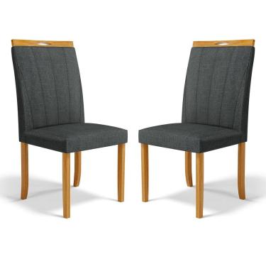 Imagem de Kit Com 2 Cadeiras Aurora Madeira Maciça Estofadas Para Mesa De Jantar