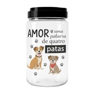 Imagem de Pote Porta Ração Comedouro Petiscos 1,9 Litros Cachorro Gato Multiuso Tampa De Rosca Com Alça (Dog Preto)