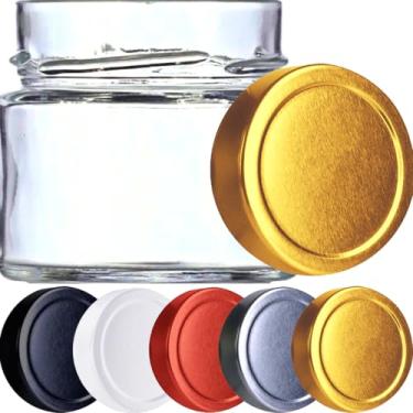 Imagem de Kit com 8 Potes de Vidro La Pianezza 210ml com Tampa – Ideal para Velas Artesanais, Geleias e Conservas (Tampa Dourada)