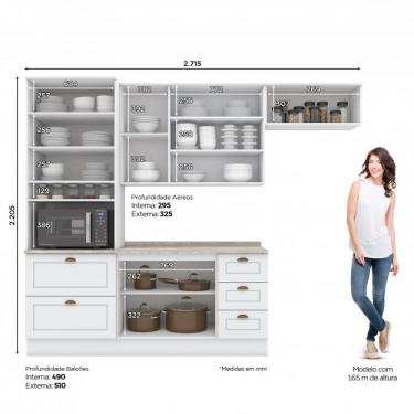 Imagem de Cozinha Compacta 4 Peças Aéreo Basculante Torre Quente Emily Expresso Móveis Branco Hp