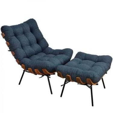 Imagem de Poltrona Costela Com Puff De Estar Linho