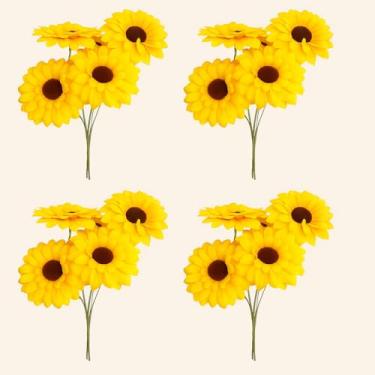 Imagem de Kit 4 Buques Girassol 20 Flores Arranjo Artificial Grande