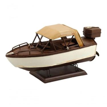 Imagem de Lancha Barco Marrom 12.5x26x10cm Estilo Retrô Vintage