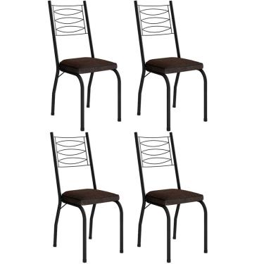 Imagem de Kit 4 Cadeiras Aço Carbono Tubular Metálica Acabamento D-25 Luana