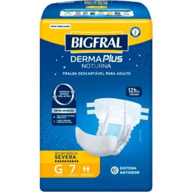 Imagem de Fralda Geriátrica Unissex Bigfral Derma Plus Noturna Adulto G 7 unidad
