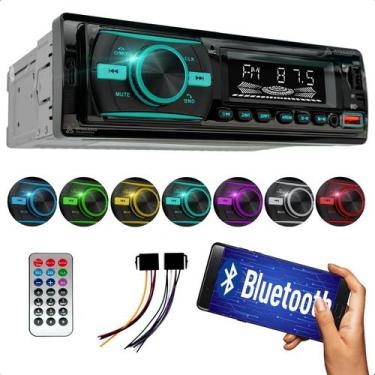 Imagem de Radio para carro bluetooth Aparelho de som Automotivo 7 Cores de LED 4