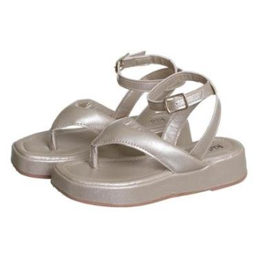 Imagem de Sandália Flat Dourada Infantil Feminina Plataforma Kidstep-Feminino