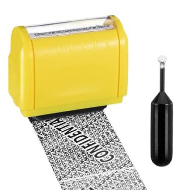 Imagem de 1 carimbo de rolo confidencial, carimbos de proteção contra roubo de identidade, carimbos de proteção de dados, carimbo antifurto de segurança e proteção de privacidade com 1 refil de tinta projetado