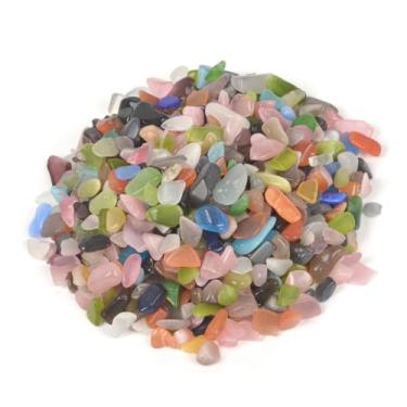 Imagem de Olho de gato sintético multicolorido, lascas polidas, pedra rolada, cristal, enfeites curativos 100 gramas