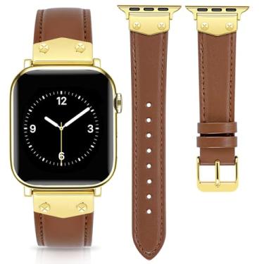 Imagem de JR.DM Pulseira de couro feminina compatível com Apple Watch séries 10/9/8/7/6/5/4/3/2/1 de 38 mm, 40 mm, 41 mm, 42 mm, 46 mm, 49 mm, 40 mm, 40 mm, 41 mm, 41 mm, 42 mm, 46 mm