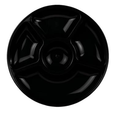 Imagem de Petisqueira Porta Petisco Molhos Com 5 Divisorias Redondo 31cm Queijos Frios Salgados (Preto)