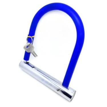 Imagem de Cadeado U-lock Reforçado Chave Tetra Bike Moto Antifurto (Azul)