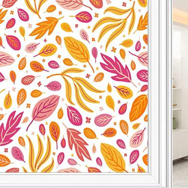 Imagem de Película de janela de privacidade de flores, textura de estilo floral, filme de vidro para sala de estar e escritório em casa, L90 x C 190 cm