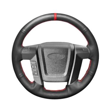 Imagem de Belinous Capa de volante de couro com cadarço, costurado à mão no envoltório, envoltório de direção compatível com Ford 2009-2014 F-150/2014 F-150 Tremor/2010 2011 F-150 Harley-Davidson/2009 F-150