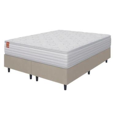 Imagem de Cama Box Colchão Casal Queen Molas Ensacadas Real Branco / Bege Induco