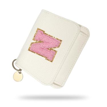 Imagem de Carteira para meninas, carteiras femininas com inicial, carteira pequena branca para crianças com 5 compartimentos para cartões, bolsas personalizadas, presentes para meninas e mulheres, presente de