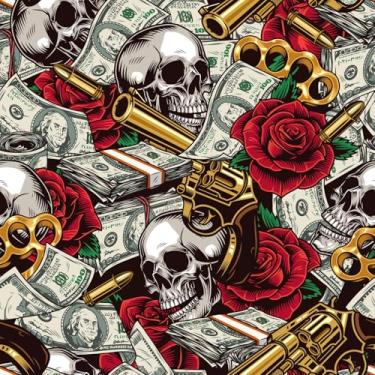 Imagem de Papel de parede de caveira descascar e colar, papel de parede autoadesivo removível autoadesivo para sala de estar, quarto, armário de banheiro