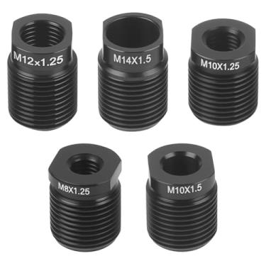 Imagem de JHJEWH 5 peças adaptadores de botão de mudança, adaptador de rosca manga redutora porca, M8 x 1,25, M10 x 1,25, M12 x 1,25, M14 x 1,5, M10 x 1,5, adaptador de rosca de botão de mudança de marcha, kit