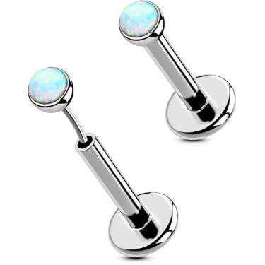 Imagem de OUFER 2 peças 16G/20G brincos de nariz lábios, G23 titânio sólido sem rosca push in nariz narina lábio labret medusa Monroe Helix cartilagem tragus concha lóbulo piercing joias para mulheres e homens