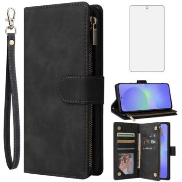 Imagem de Asuwish Capa carteira compatível com Samsung Galaxy A56 5G, protetor de tela de vidro temperado e capa flip de couro, suporte para cartão, acessórios de celular, capas de telefone robustas para A 56