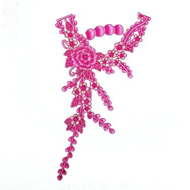 Imagem de Vestido de casamento bouquet gola de renda veneza bordado renda DIY (rosa claro)