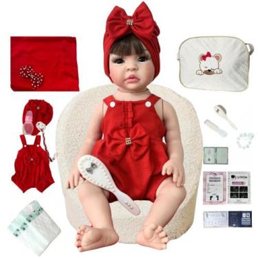 Imagem de Boneca Bebê Menina Reborn Silicone Pode Molhar Kit Itens - Caminito Ba