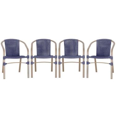 Imagem de 04 Cadeiras Floripa Aluminio Pintura Fendi Trama Azul