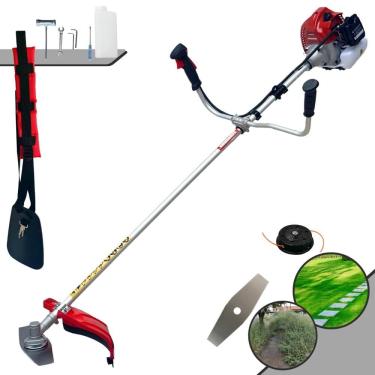 Imagem de Aparador de Grama Completo Kawashima BCJ431L À Gasolina 2 Tempos 43cc 10.000rpm 1,7HP de Potência Roçadeira Com Lâmina Facão + Carretel de Nylon