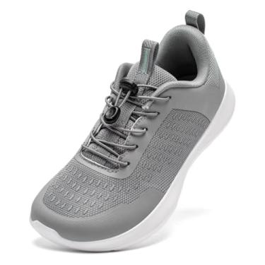Imagem de HOBIBEAR Tênis unissex descalço, bico largo, trilha, tênis de corrida, feminino, masculino, moderno, tênis de caminhada, Cinza, 9 Wide Women/8 Wide Men