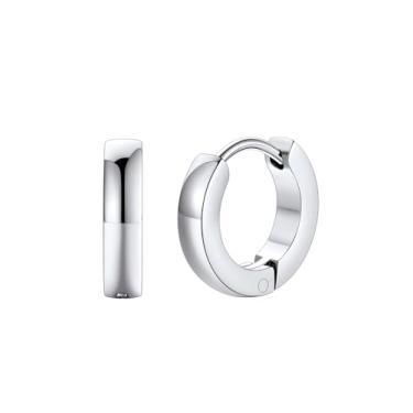 Imagem de FaithHeart Brincos de argola masculinos de aço inoxidável preto/prata/dourado – Hipoalergênicos pequenos brincos de argola para dormir leves, à prova d'água, piercing de cartilagem, joias, presente de