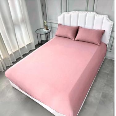 Imagem de Lençol De Elastico Queen, 600 Fios, 100% Algodão Egípcio, 3 peças, 160x203cm (Rosa)