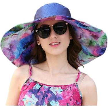 Imagem de Chapéu De Sol Las Para Mulheres Floppy Upf 50 Mulheres Verão Super Grande Aba Larga Chapéus De Praia Dupla Face Dobrável - Uv Floppy Sun Hat, Light purple, M