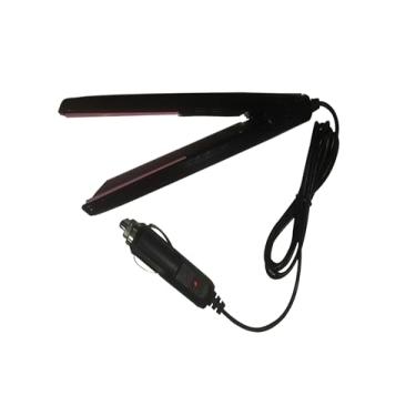Imagem de Unifizz Modelador De Cabelo Portátil 12V Para Carro, Alisador Viagem Preto E Rosa, Chapinha