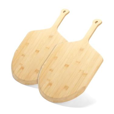 Imagem de YACEYACE Espátula de pizza de 30,5 cm, 2 peças de casca de pizza de bambu, espátula de pizza de bambu, pá de pizza