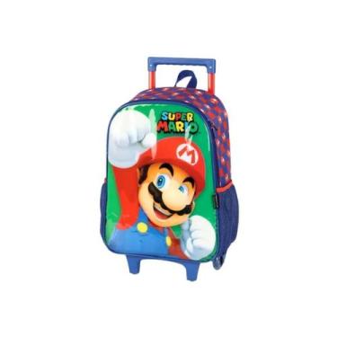 Imagem de Mochila De Rodas Super Mario Escolar Passeio ul Infantil